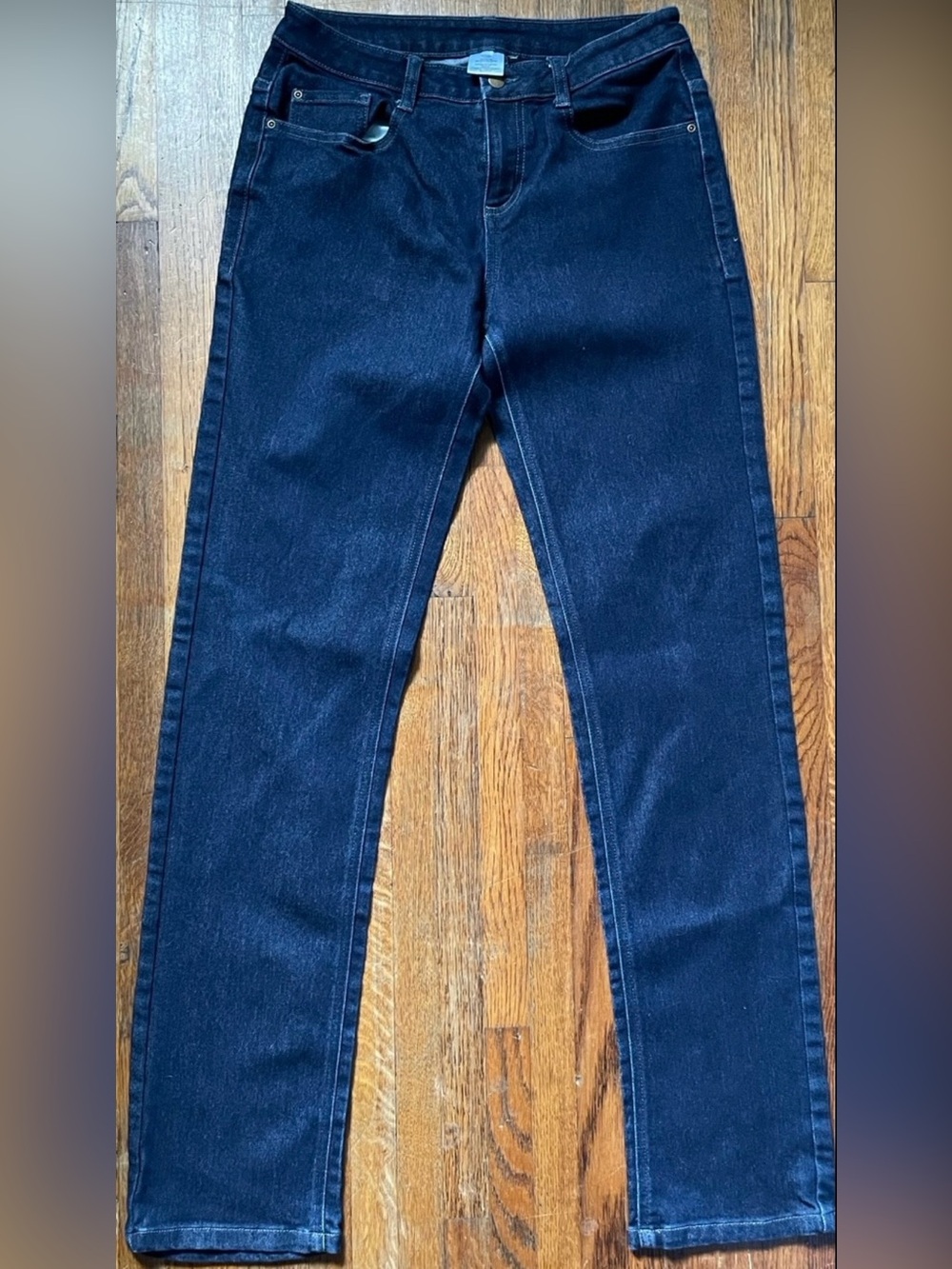 Women's Mid Rise Dark Wash Straight-leg Jeans